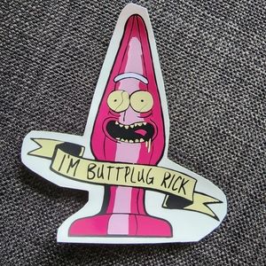 Rick & Morty Plug Toy Pink - Vinyl Sticker - Handmade